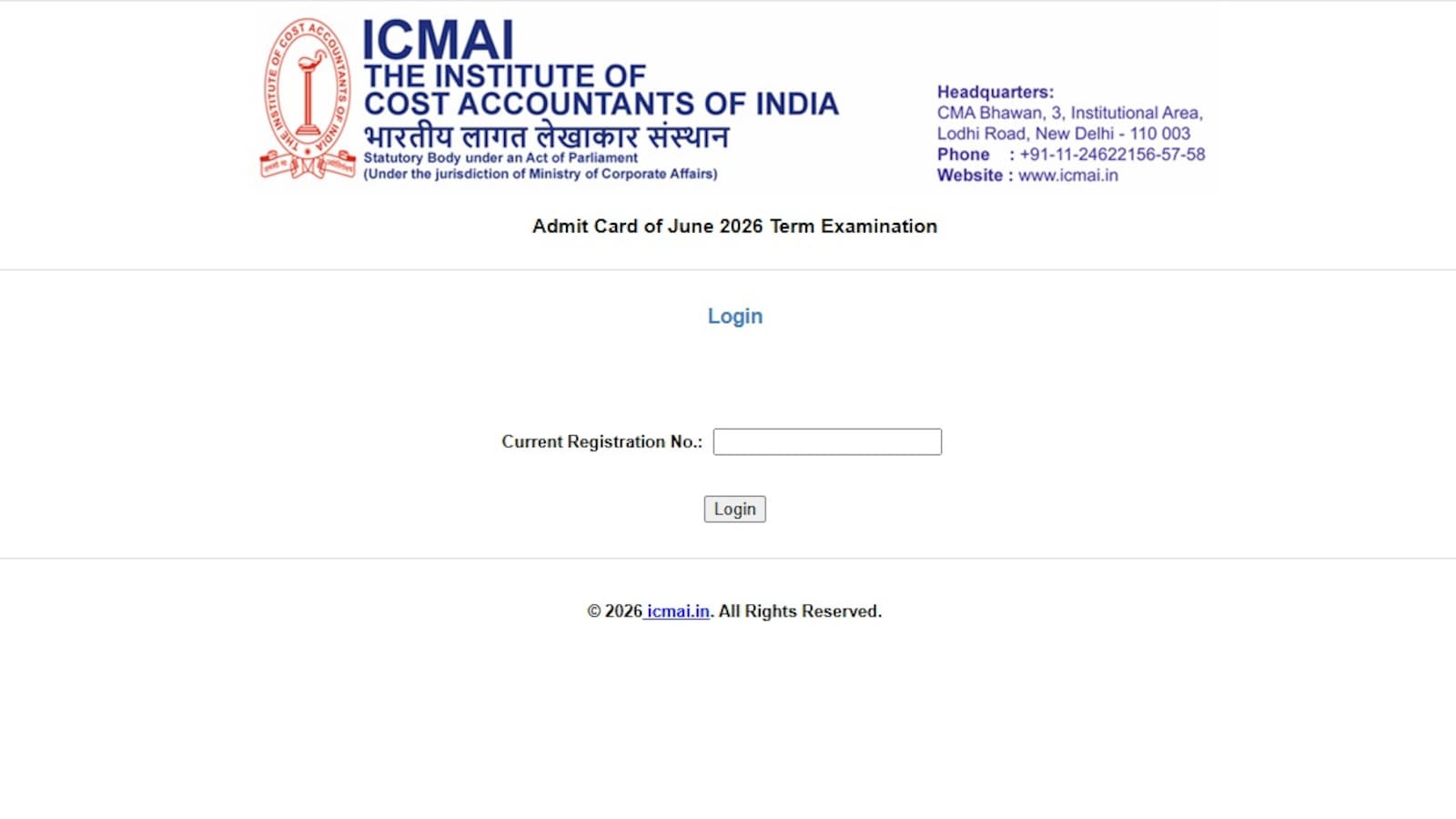 ICMAI Releases Admit Cards for CMA June 2026 Exams; Download at icmai.in