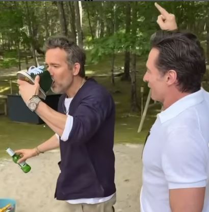 Ryan Reynolds, Hugh Jackman Take Part In Traditional Australian &ldquo;Shoey&rdquo; While Filming New Disney+ Series
