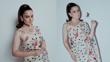 Kangana Stuns In A Rs 15,500 Polka Saree, Necklace Worth Rs 13 Lakh
