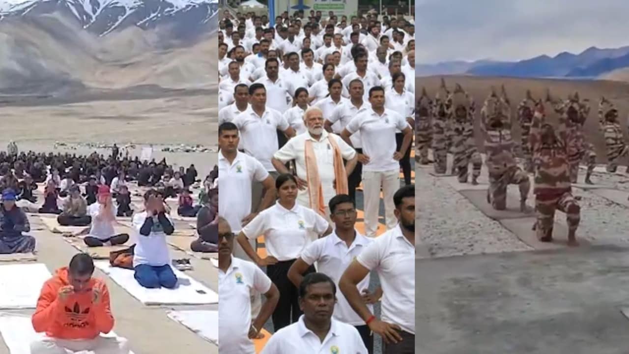 International Yoga Day: बर्फ की चोटियों से पानी तक, नेताओं से सेलिब्रिटी तक, योग दिवस में रंगा भारत, Video