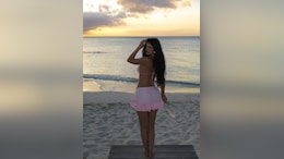 Kylie Jenner Brings The Glam To Turks And Caicos In Pink Bikini And Sheer Skirt