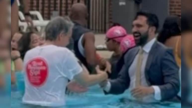 New York Mayor Zohran Mamdani Revives Mayoral Pool Jump Tradition | Watch