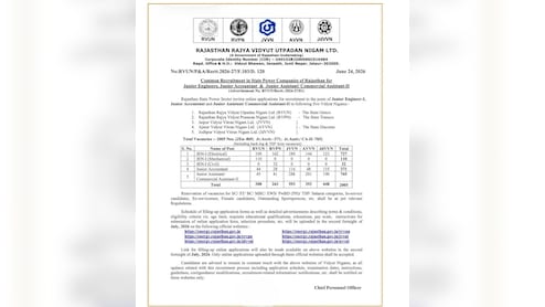 Rajasthan Vidyut Vibhag Recruitment 2026: राजस्थान बिजली विभाग में 2005 पदों पर बंपर भर्ती, जूनियर इंजीनियर और अकाउंटेंट बनने का मौका
