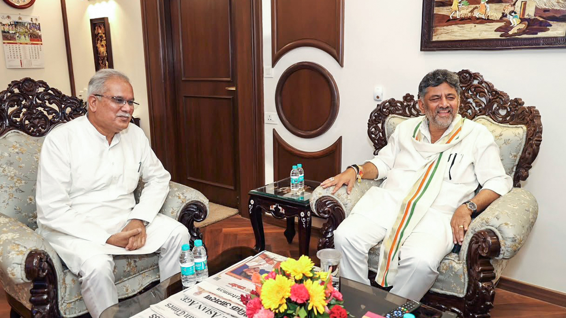DK Shivakumar Meets Bhupesh Baghel In Delhi Amid Cabinet Huddle