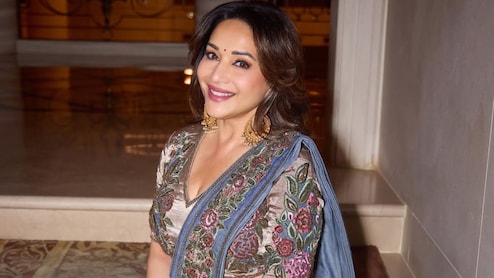 Viral Pics: Maa Behen Star Madhuri Dixit Rocks Denim Saree Look
