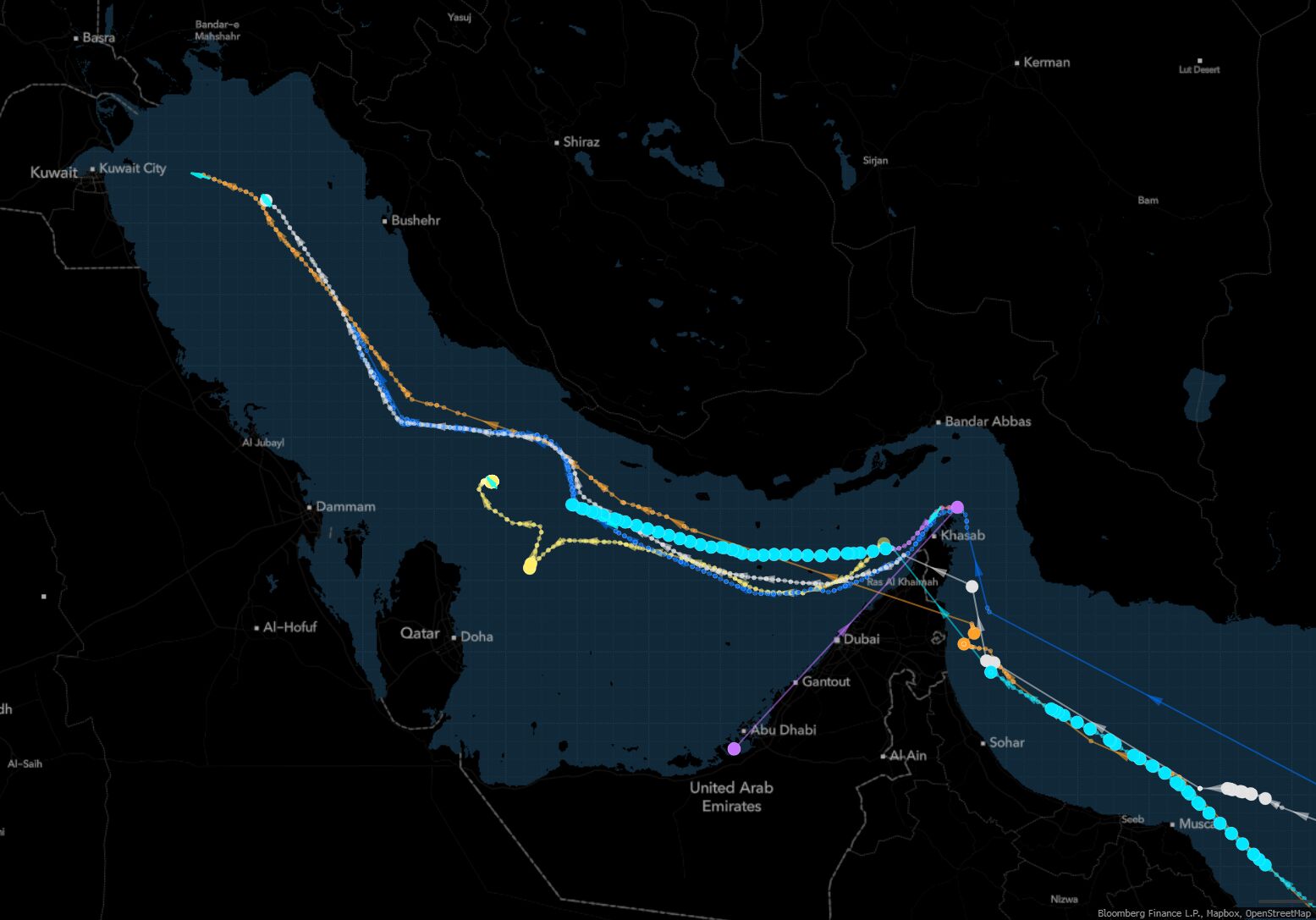 At least seven very large crude carriers have sailed into the Persian Gulf since the US and Iran agreed to an interim ceasefire deal late last week.