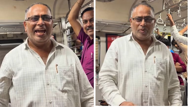 भीड़भाड़ वाली लोकल ट्रेन बनी म्यूजिक कॉन्सर्ट, अंकल का गाना सुन मुस्कुरा उठे यात्री, वीडियो वायरल