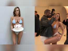 Bianca Censori Stuns In Barely-There Blue Bikini And Kitten-Printed Thong At Stylist&rsquo;s Birthday Celebration&nbsp;