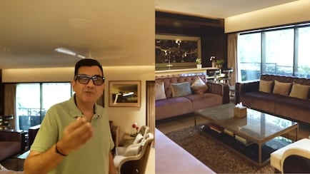 Sanjeev Kapoor's Mumbai Home: Crystal Chandelier And Wall Featuring Padma Shri