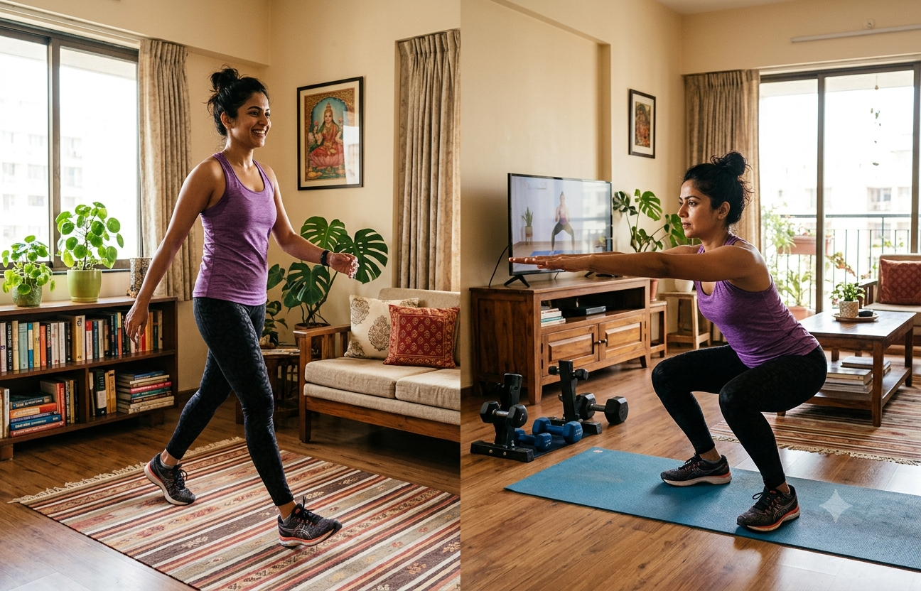 Walking and squats burn calories at different rates