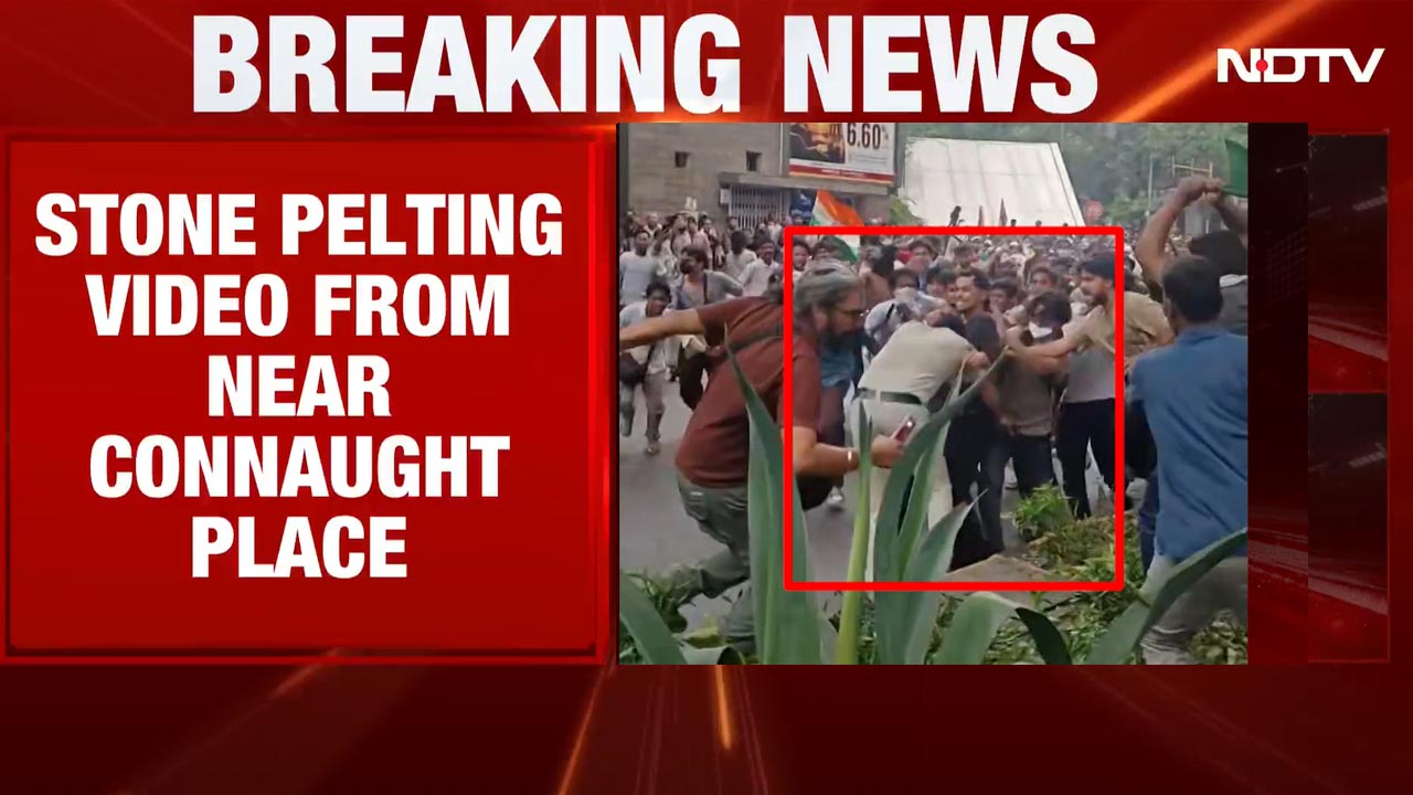 Fresh Video Shows Stone Pelting Near Connaught Place Amid Protest Tensions