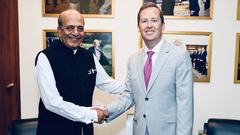 Indian High Commissioner Dinesh Trivedi Meets US Envoy Sergio Gor In Dhaka