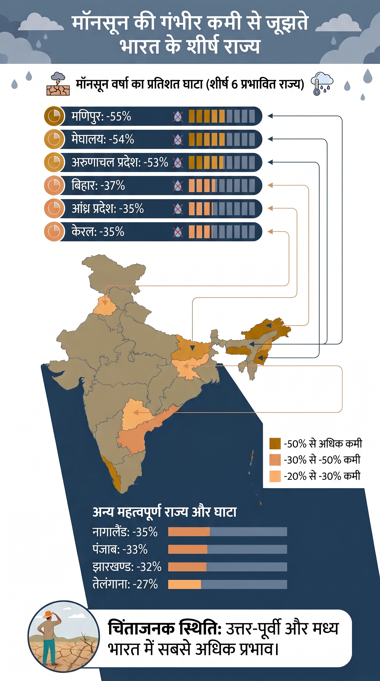 Monsoon Deficit: कम बारिश वाले राज्य