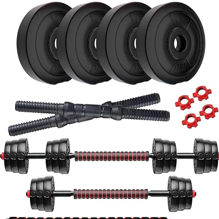 Click here to buy: LEAO 8 KG 3 in 1 Convertible Dumbbells 