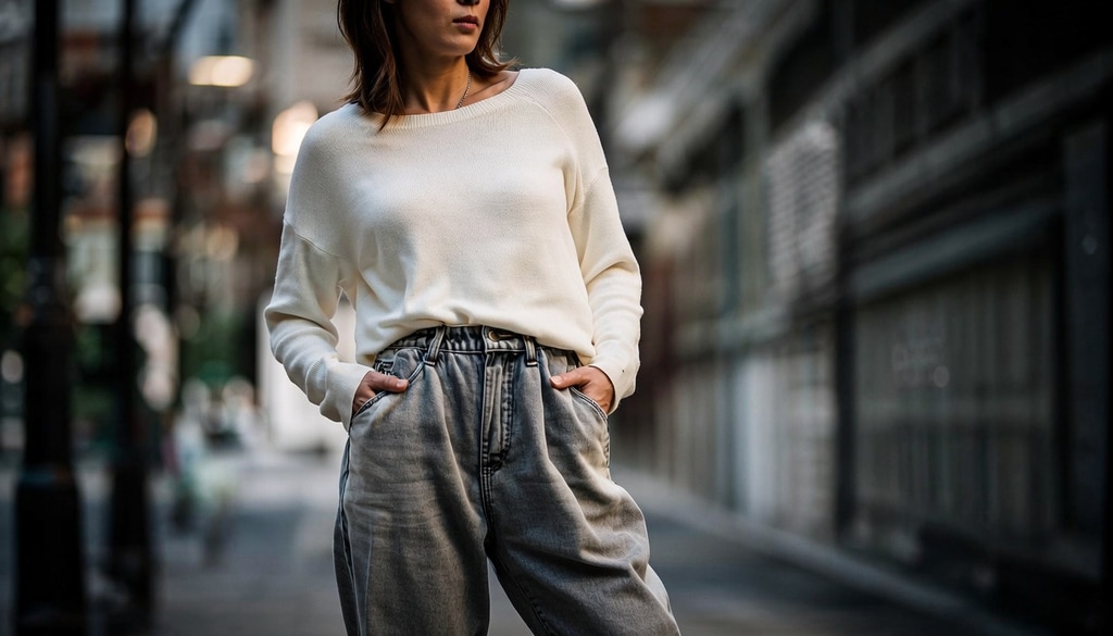 High-rise baggy jeans offer perfect comfort and casual style for effortless daily office wear. High-rise baggy jeans offer perfect comfort and casual style for effortless daily office wear.
