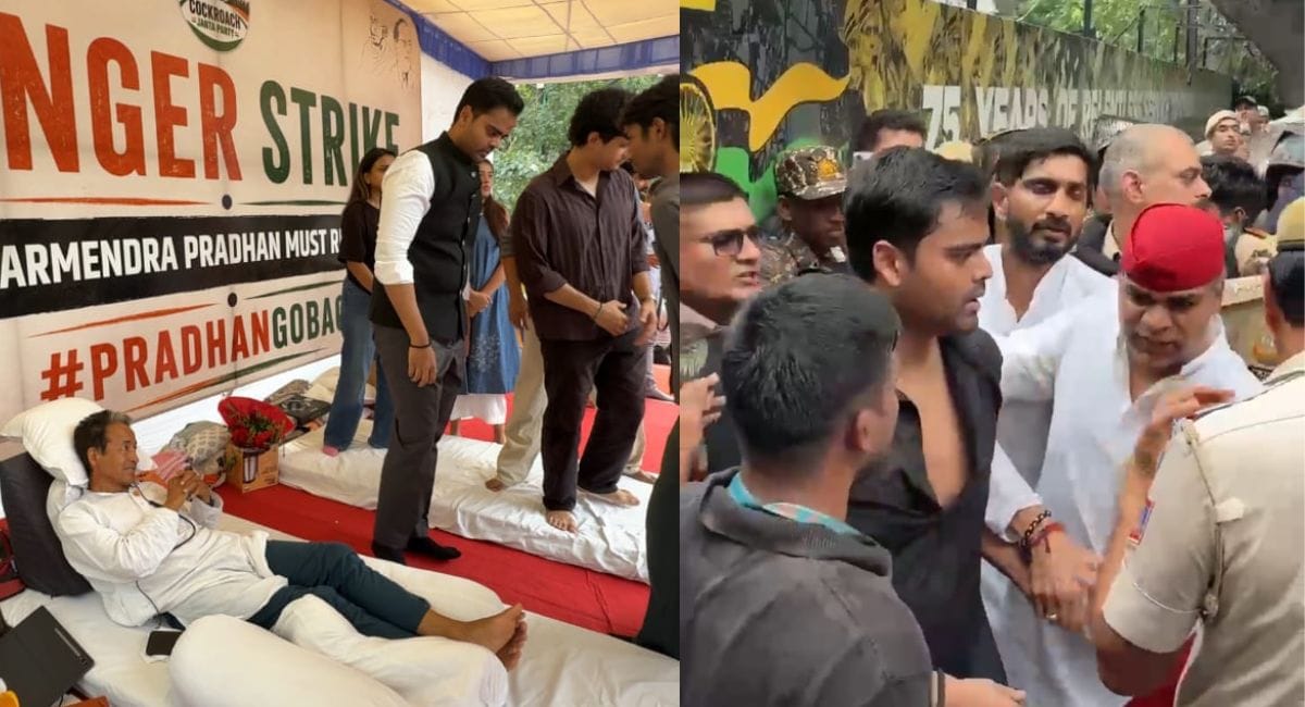 सोनम वांगचुक के बगल में खड़े सांसद पुष्पेंद्र सरोज. 