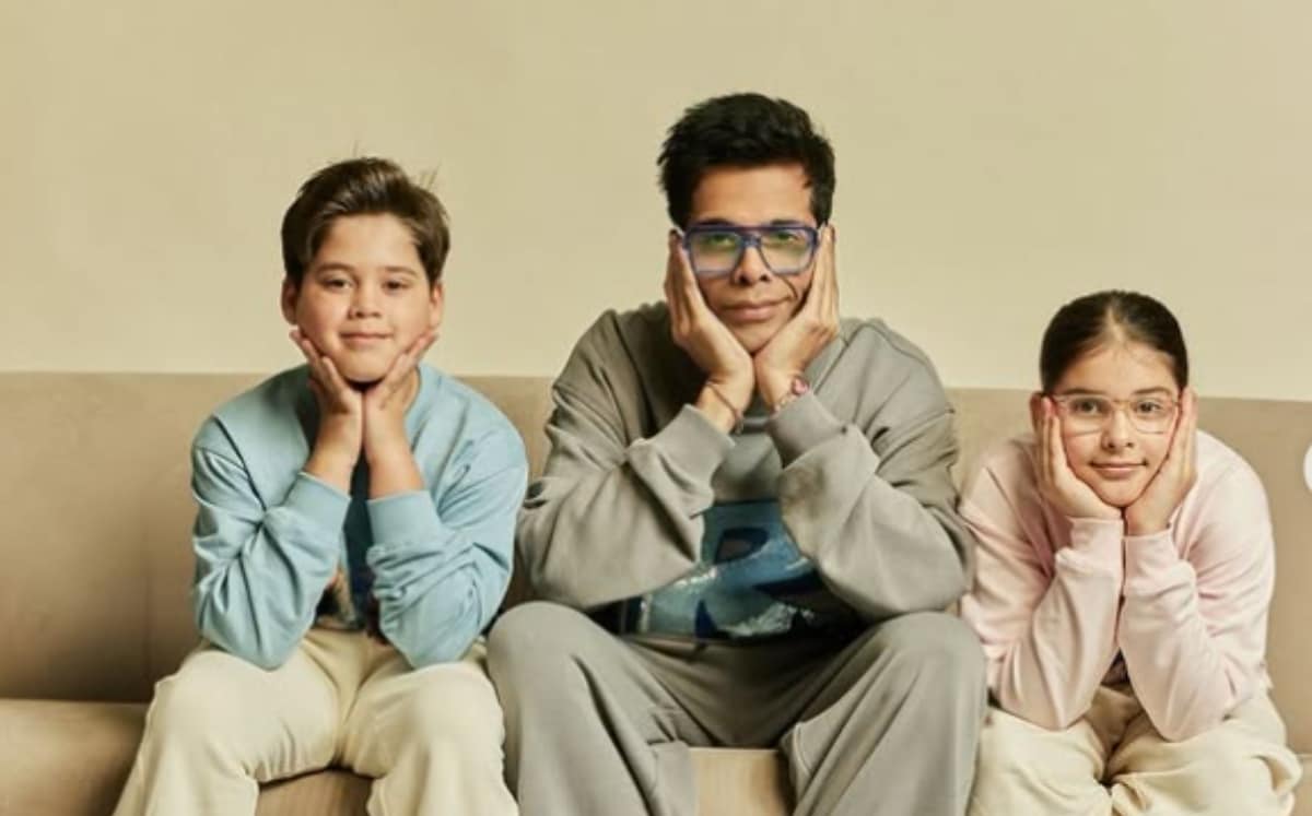 बेटे यश और बेटी रूही के साथ करण जौहर