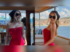 Brooks Nader Nearly Suffers Wardrobe Malfunction In Plunging Dress