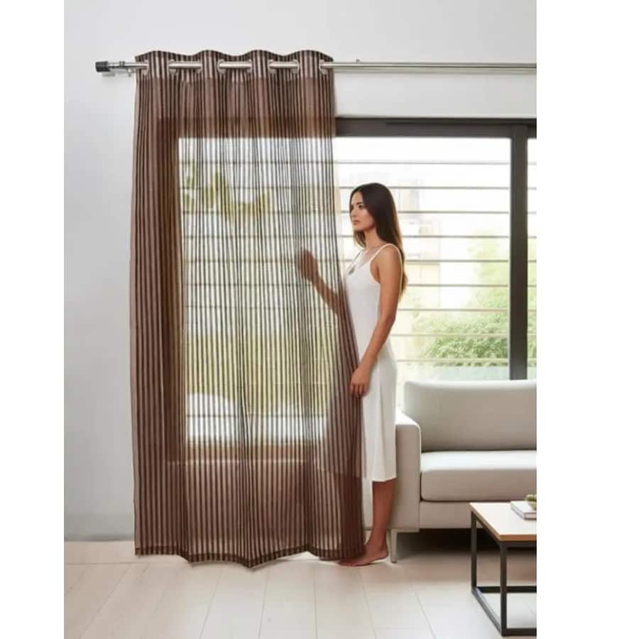 Click here to buy: STAMEN 153 cm (5ft) Window Curtain (Brown)