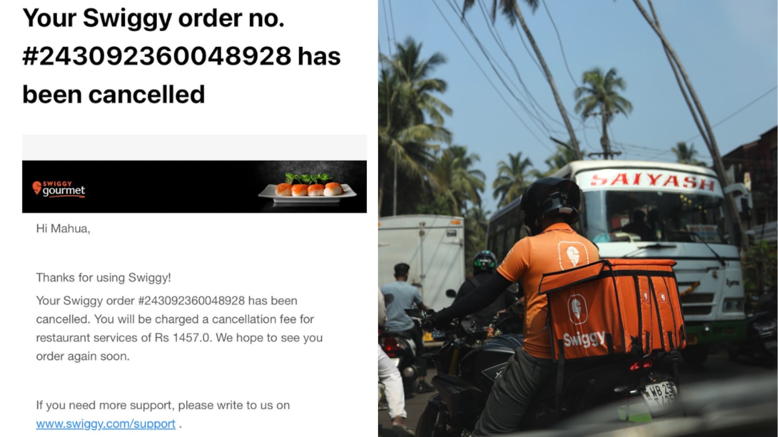 MP Mahua Moitra Slams Swiggy After Rs 1,457 Order Is Cancelled, Company Responds