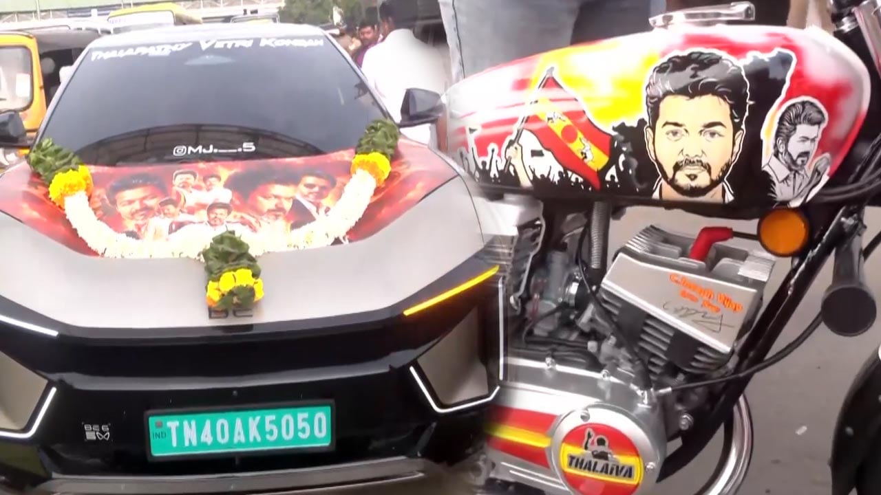 Video: Vijay Fans Arrive In Poster-Wrapped Cars, Bikes To Watch Jana Nayagan In Chennai