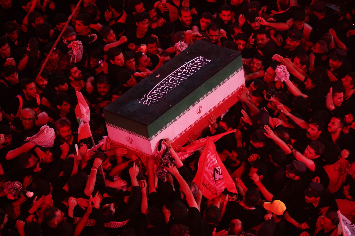Mourners take part in the funeral procession of Irans former supreme leader Ayatollah Ali Khamenei at Imam Hussein Shrine in Karbala early on July 9, 2026 Mourners take part in the funeral procession of Irans former supreme leader Ayatollah Ali Khamenei at Imam Hussein Shrine in Karbala early on July 9, 2026