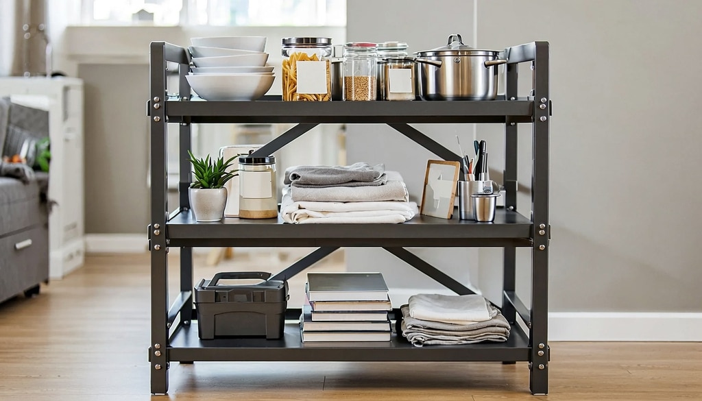 Maximize tight spaces with durable, heavy-duty adjustable shelving units for apartments and kitchens. Maximize tight spaces with durable, heavy-duty adjustable shelving units for apartments and kitchens.