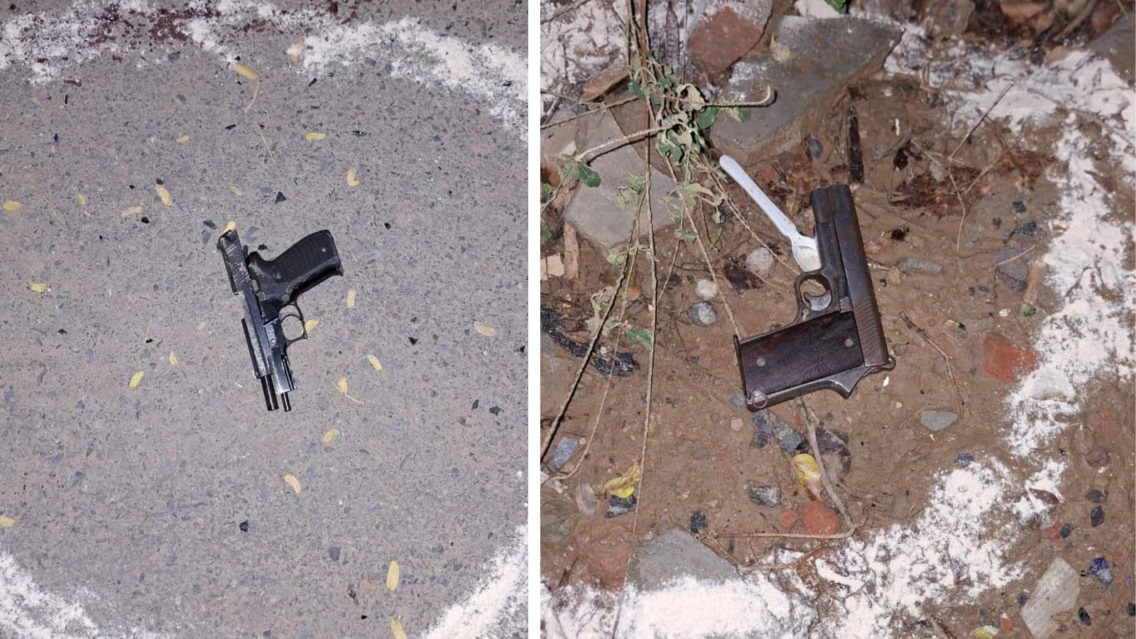 घटनास्थल से बरामद बदमाशों के अत्याधुनिक पिस्टल. घटनास्थल से बरामद बदमाशों के अत्याधुनिक पिस्टल.