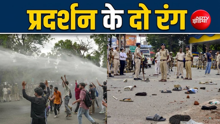 पटना में छात्रों के प्रदर्शन की 2 कहानियां: एक तरफ पानी की बौछार में नाचे युवा, दूसरी तरफ भड़की हिंसा