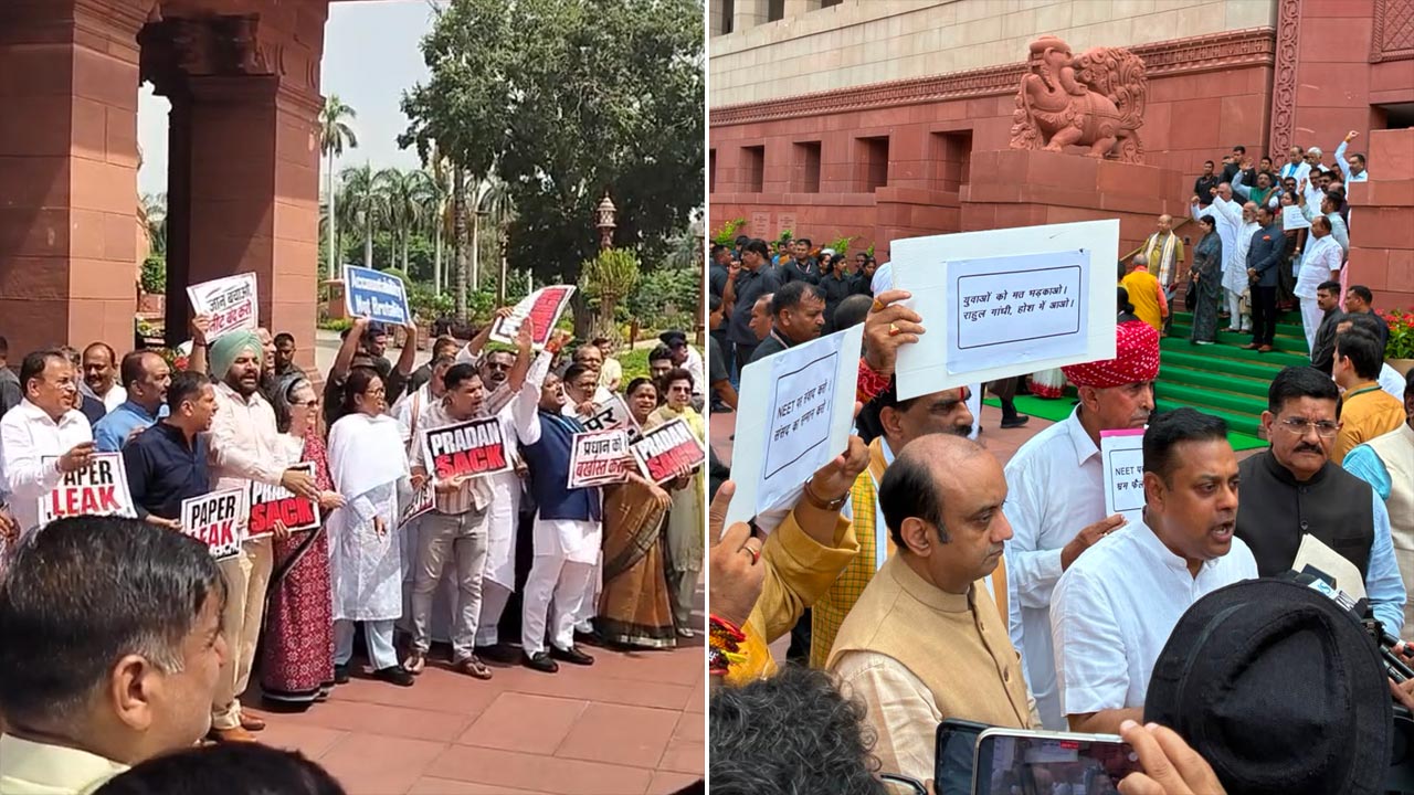 Centre Vs Opposition Protest Showdown Outside Parliament Amid Stormy Session