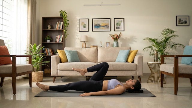 Knee folds help strengthen the core muscles that support the lower back
