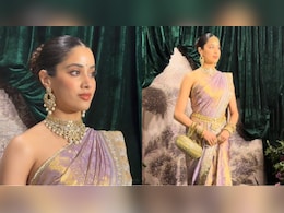 Janhvi Kapoor Serves Regal Glam In Mauve Silk Saree And Strapless Blouse At Anshula Kapoor's Reception