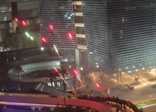 Mexican fans make noise outside England hotel, using drums and firecrackers
