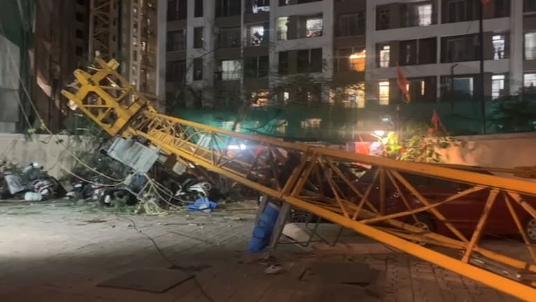Crane Collapses From 13th Floor In Mumbai's Mira Road; One Dead, Three Injured