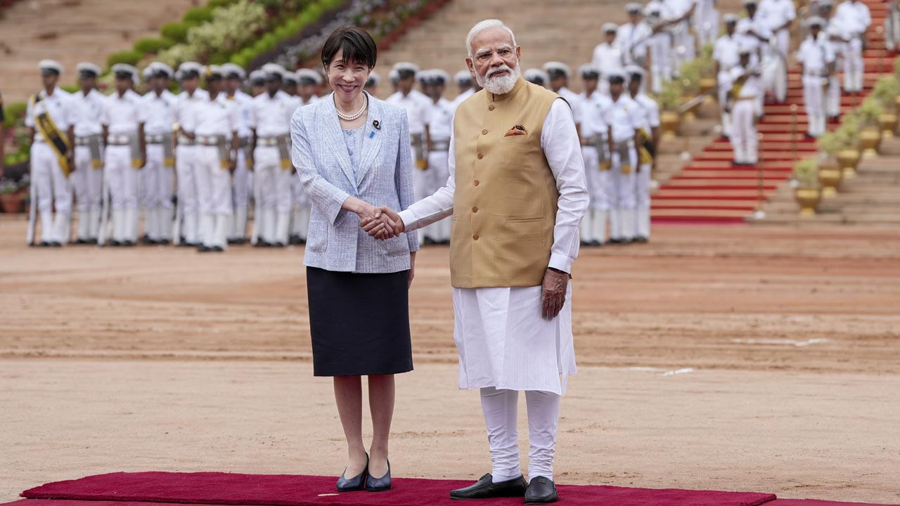 Japan PM Sanae Takaichi Gets Ceremonial Welcome At Rashtrapati Bhavan In Delhi