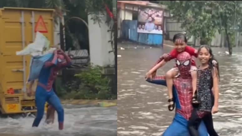 Video: Thane Man Dressed As Spiderman Helps Commuters In Flooded Streets