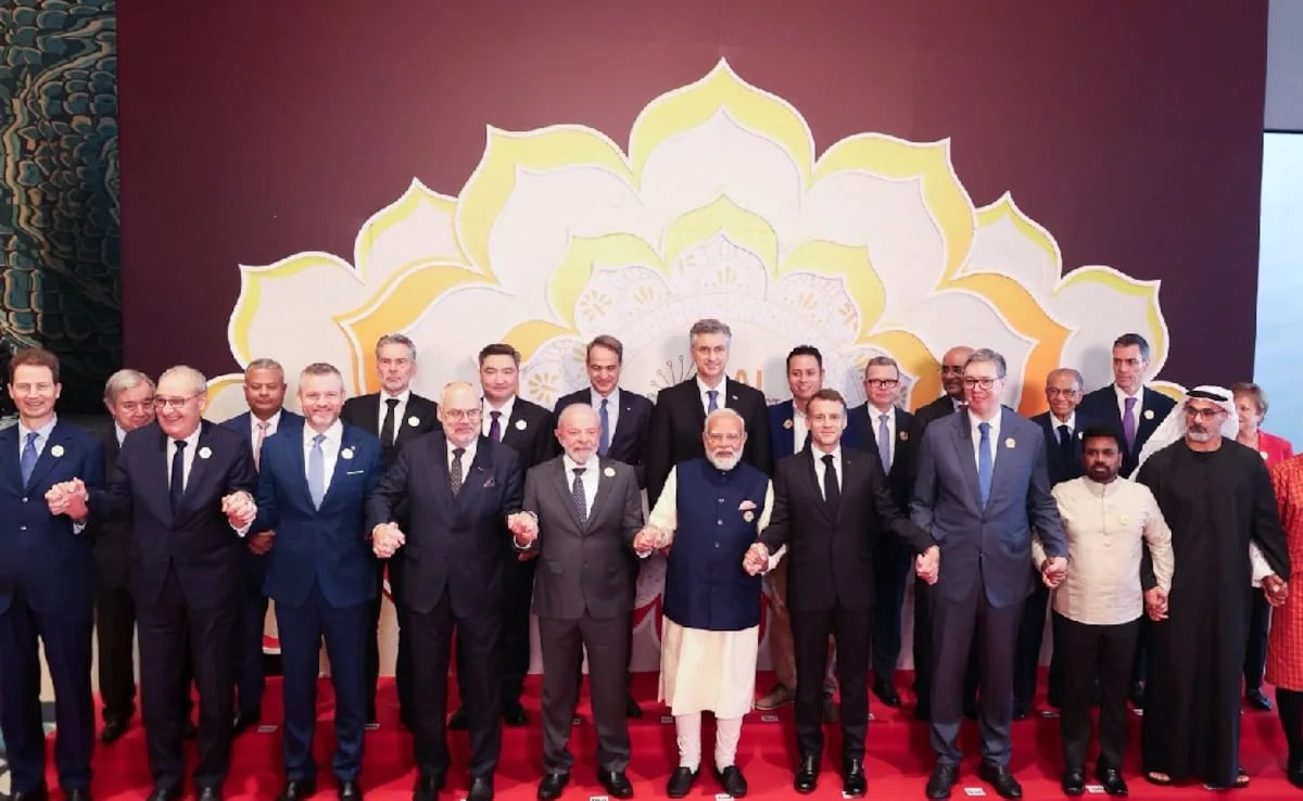 Prime Minister Narendra Modi share stage with other world leaders at India AI Summit. Prime Minister Narendra Modi share stage with other world leaders at India AI Summit.