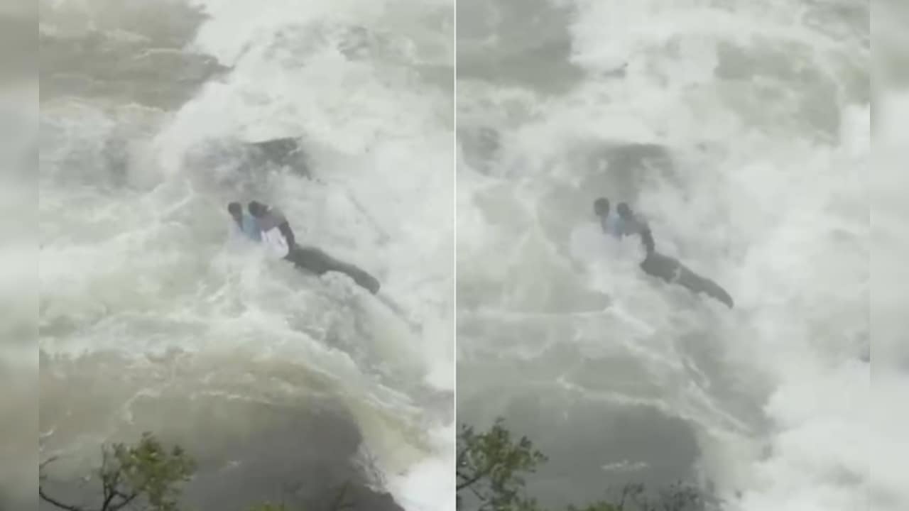 Video: College Students Cross Barricade, Get Trapped At Karnataka Waterfall