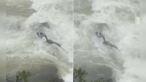 Video: College Students Cross Barricade, Get Trapped At Karnataka Waterfall