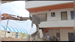 Bulldozer Action Against Illegal Luxury Bungalows Near Statue Of Unity