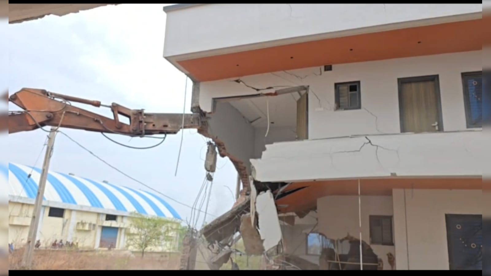 Bulldozer Action Against Illegal Luxury Bungalows Near Statue Of Unity