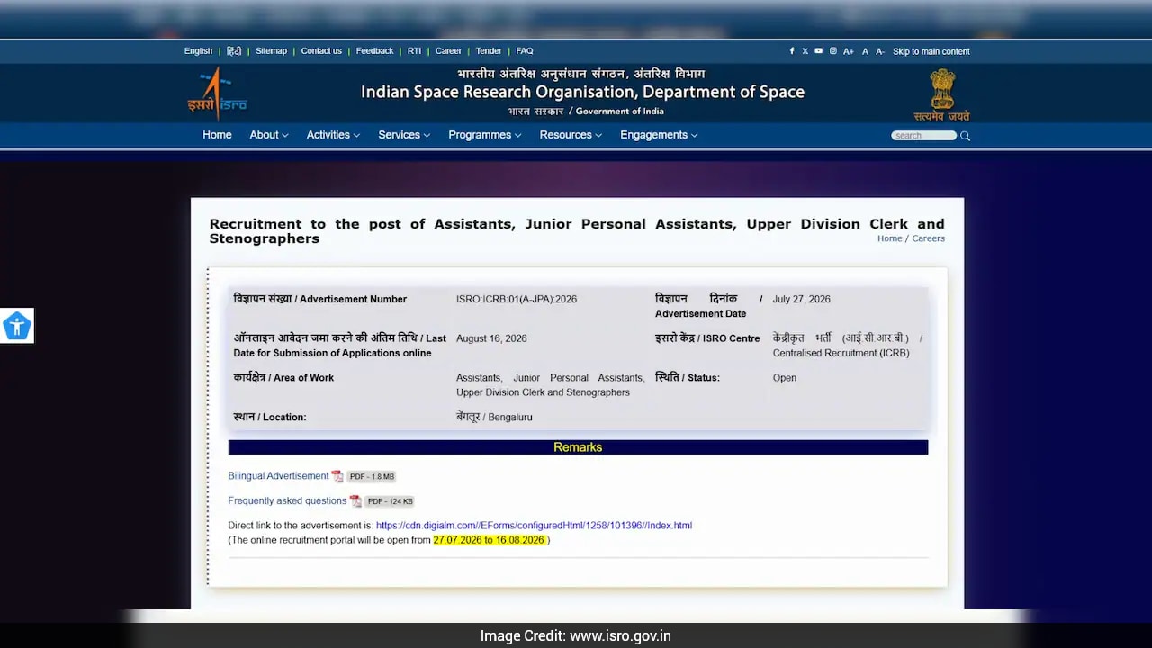 ISRO recruitment 2026