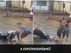 Video: Couple Suffers Bike Crash After Hitting Massive Pothole In Gujarat