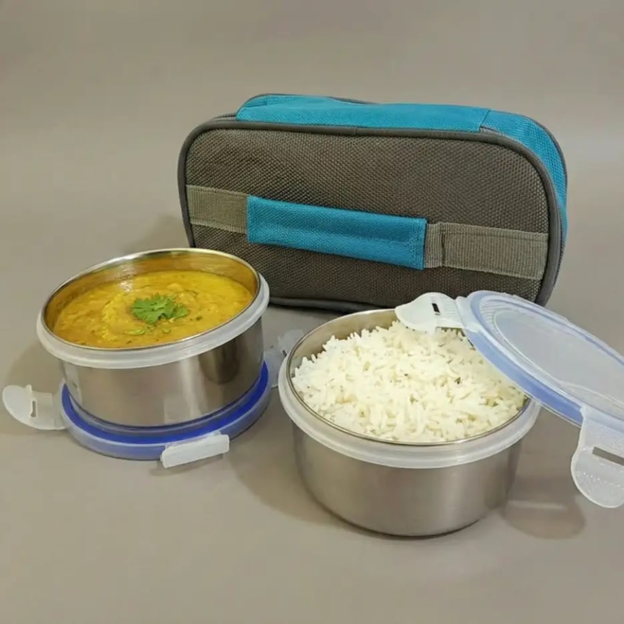 Click here to buy: VRJK Insulated 2 Containers Stainless Steel Office Tiffin Box