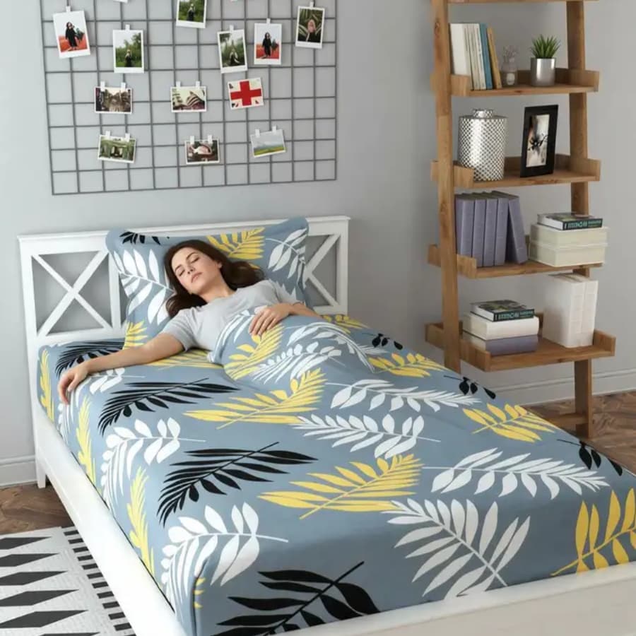 Click here to buy: ShopGlobal 240 TC Microfiber Single Printed Bedsheet (Pack of 1, Grey)