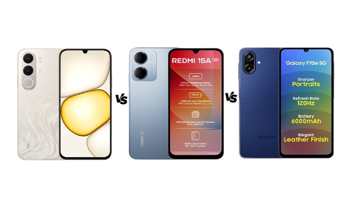 Realme C100x vs Redmi 15A 5G vs Samsung Galaxy F70e 5G: जानें कौन सा है बेस्ट?