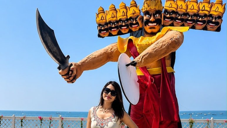 Radhika Pandit Shares Photo With Ravana Effigy, Gives A Nod To Yash's <i>Ramayana</i> Character