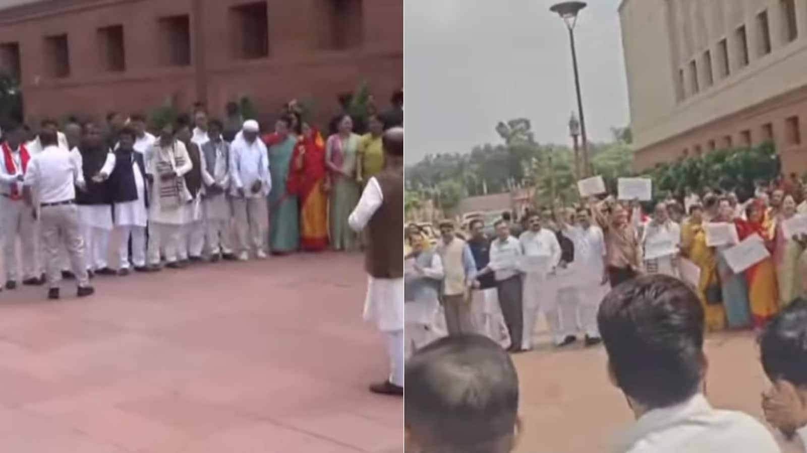 Centre Vs Opposition Protest Showdown Outside Parliament Amid Stormy Session