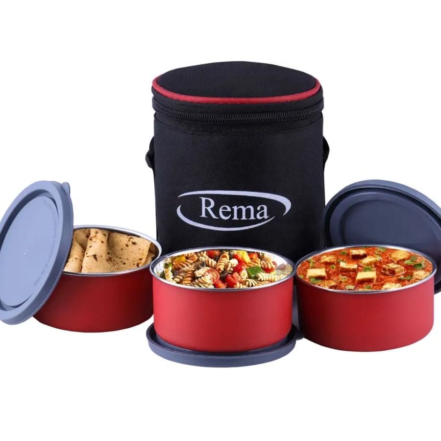 Click here to buy: Rema Stylo Executive 3 Microwave Safe Containers Lunch Box (450 ml)