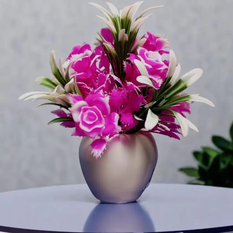 Click here to buy: oms Artificial Rose Flower Pot Apple Shaped for Your Home Decoration